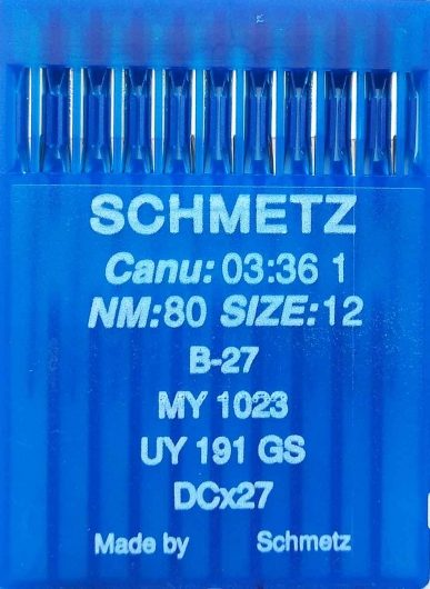 Иглы Schmetz DCx27 №80 для промышленных оверлоков