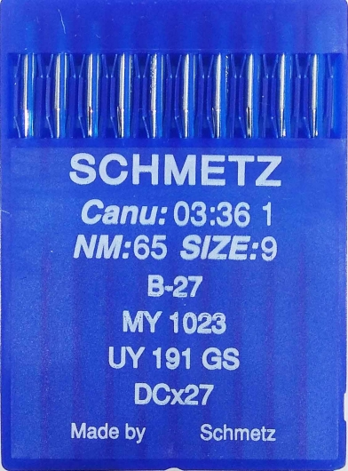 Иглы Schmetz DCx27 №65 для промышленных оверлоков