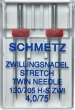 Игла двойная для стрейча Schmetz №4,0/75 с двумя иглами в пластине
