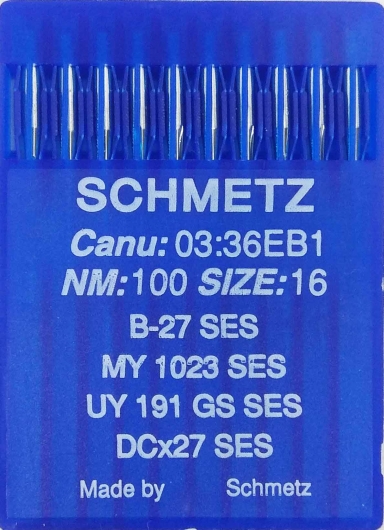 Иглы для трикотажа Schmetz DCx27, SES №100 для промышленных оверлоков