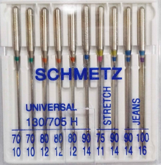 Набор комбинированных игл Schmetz 10 игл в наборе (универсальные, стрейч, джинс) 