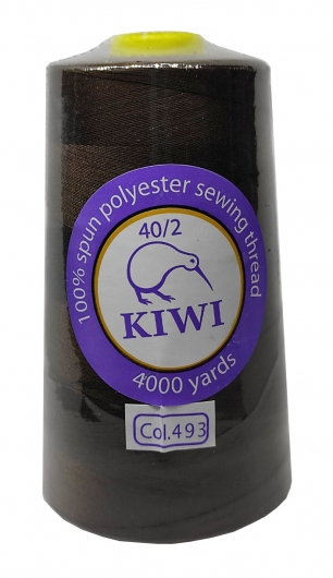 Нитки швейные Kiwi коричневые 4000 ярдов №40/2 (493)