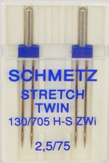 Игла двойная для стрейча Schmetz №2,5/75 с двумя иглами в пластине