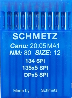 Иглы Schmetz DPx5, SPI №80 для промышленных швейных машин