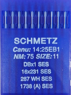 Иглы для трикотажа Schmetz DBx1, SES №75 для промышленных швейных машин