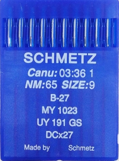 Иглы Schmetz DCx27 №65 для промышленных оверлоков