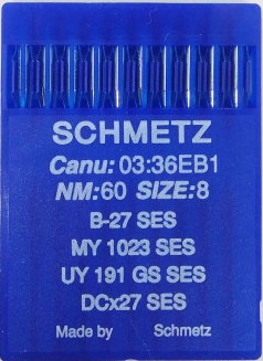 Иглы для трикотажа Schmetz DCx27, SES №60 для промышленных оверлоков