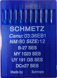 Иглы для трикотажа Schmetz DCx27, SES №80 для промышленных оверлоков