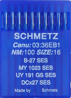 Голки для трикотажу Schmetz DCx27, SES №100 для промислових оверлоків