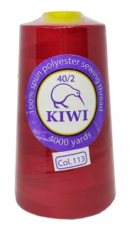 Нитки швейные Kiwi красные 4000 ярдов №40/2 (113)