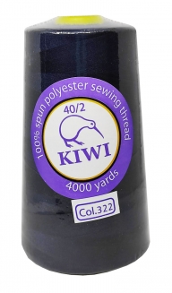 Нитки швейные Kiwi темно-синие 4000 ярдов №40/2 (322)