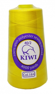 Нитки швейные Kiwi желтые 4000 ярдов №40/2 (384)