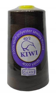 Нитки швейные Kiwi коричневые 4000 ярдов №40/2 (493)