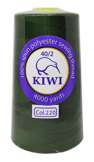 Нитки швейні Kiwi зелені 4000 ярдів №40/2 (220)
