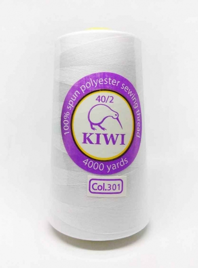 Нитки швейні KIWI білі 4000 ярдів №40/2 (301)